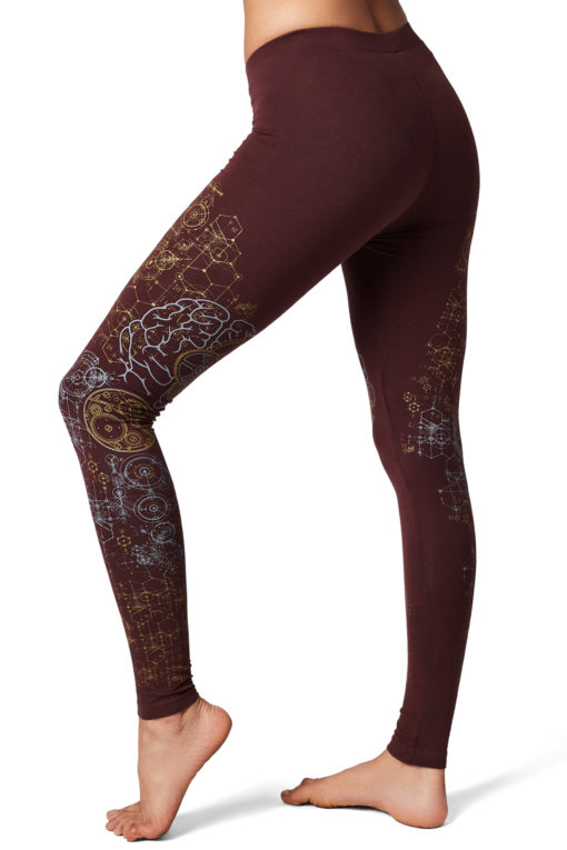 Yoga Pants Brain Maroon Side