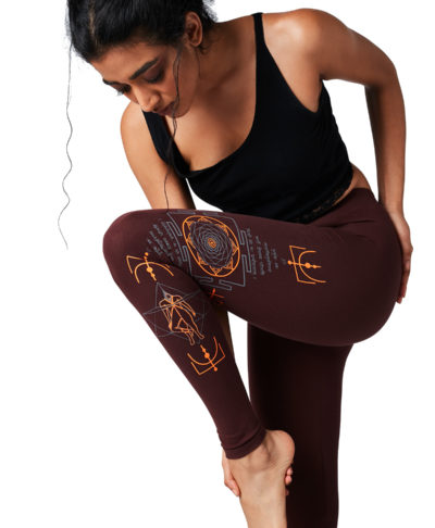 Yoga Pants Sacred Geometry Yantra Maroon