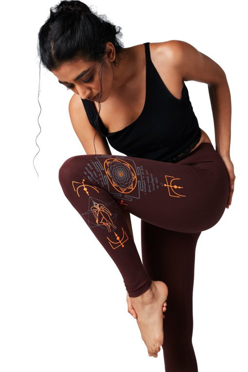 Yoga Pants Sacred Geometry Yantra Maroon