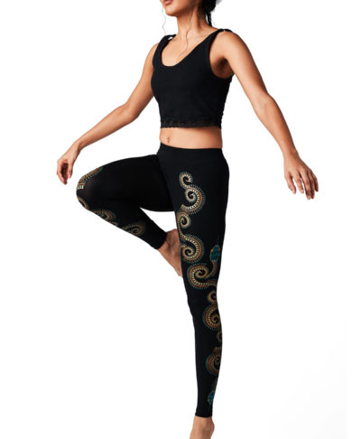 Yoga Pants Tribal Snake Black