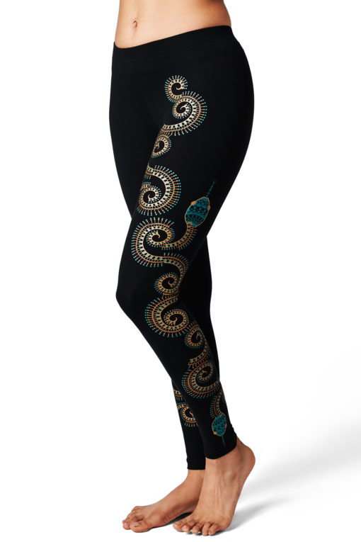 Yoga Pants Tribal Snake Black Side