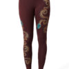 Yoga Pants Tribal Snake Maroon Front