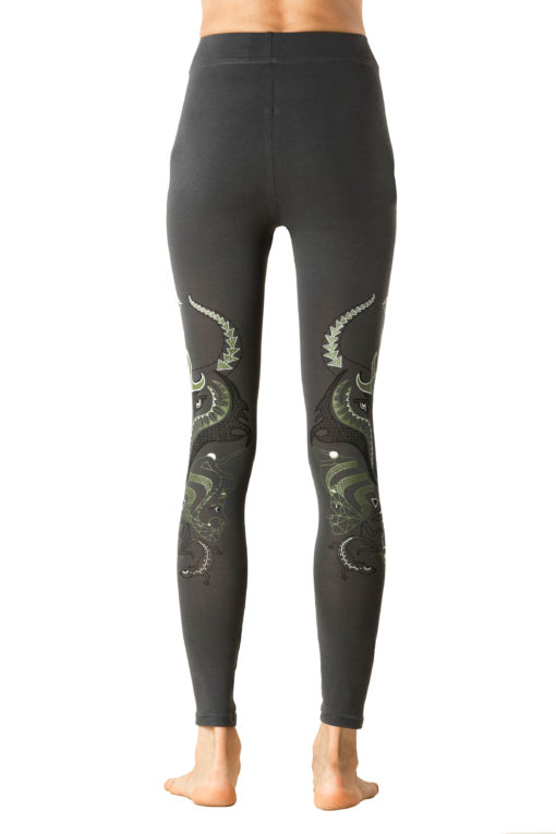 Yoga Pants Wolf Spirit Animal Grey Back