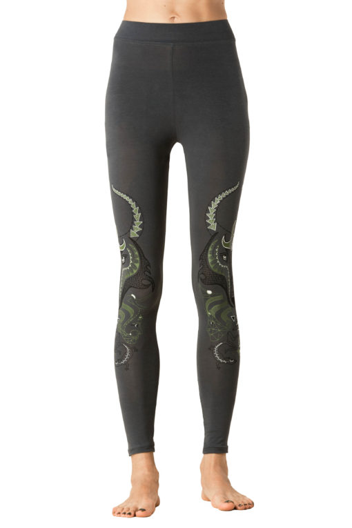 Yoga Pants Wolf Spirit Animal Grey Front