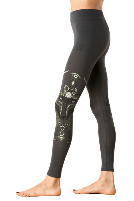 Yoga Pants Wolf Spirit Animal Grey Side