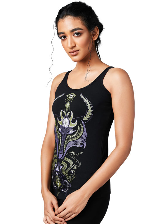 Yoga Tops Shaman Wolf Spirit Animal Racerback Black Side