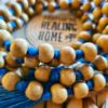 Meditation Mala 108 Beads Teak Wood & Buddha Beads with Blue Thread